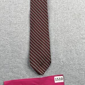 IKE BEHAR New York Necktie Red White Diagonal Striped Silk Tailored In USA